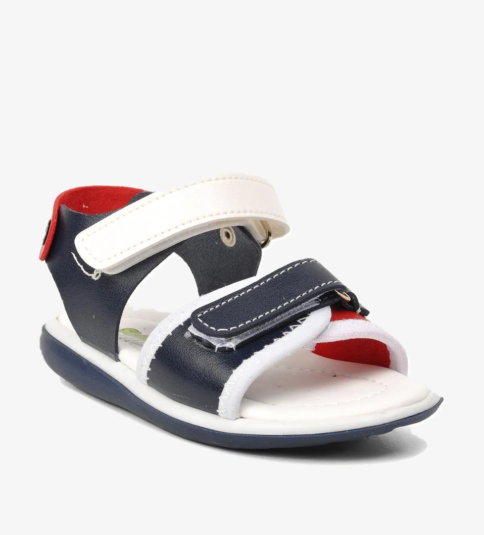 Ayakmod Cırtlı Ortopedik Lacivert-kırmızı-beyaz Comfort Erkek Çocuk Bebek Sandalet 22y06 model görseli