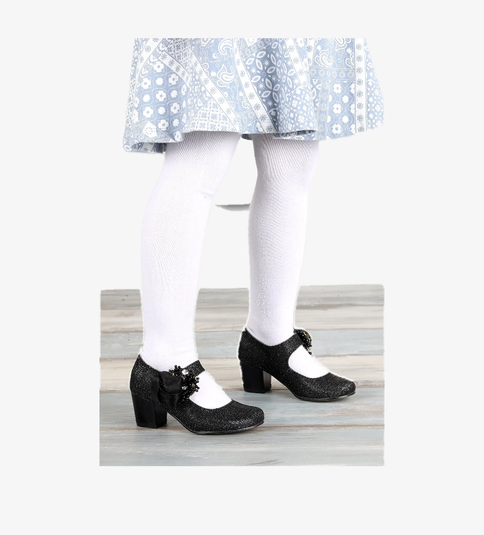 Angelina Günlük Kız Çocuk 4 Cm Topuklu Abiye Ayakkabı Siyah