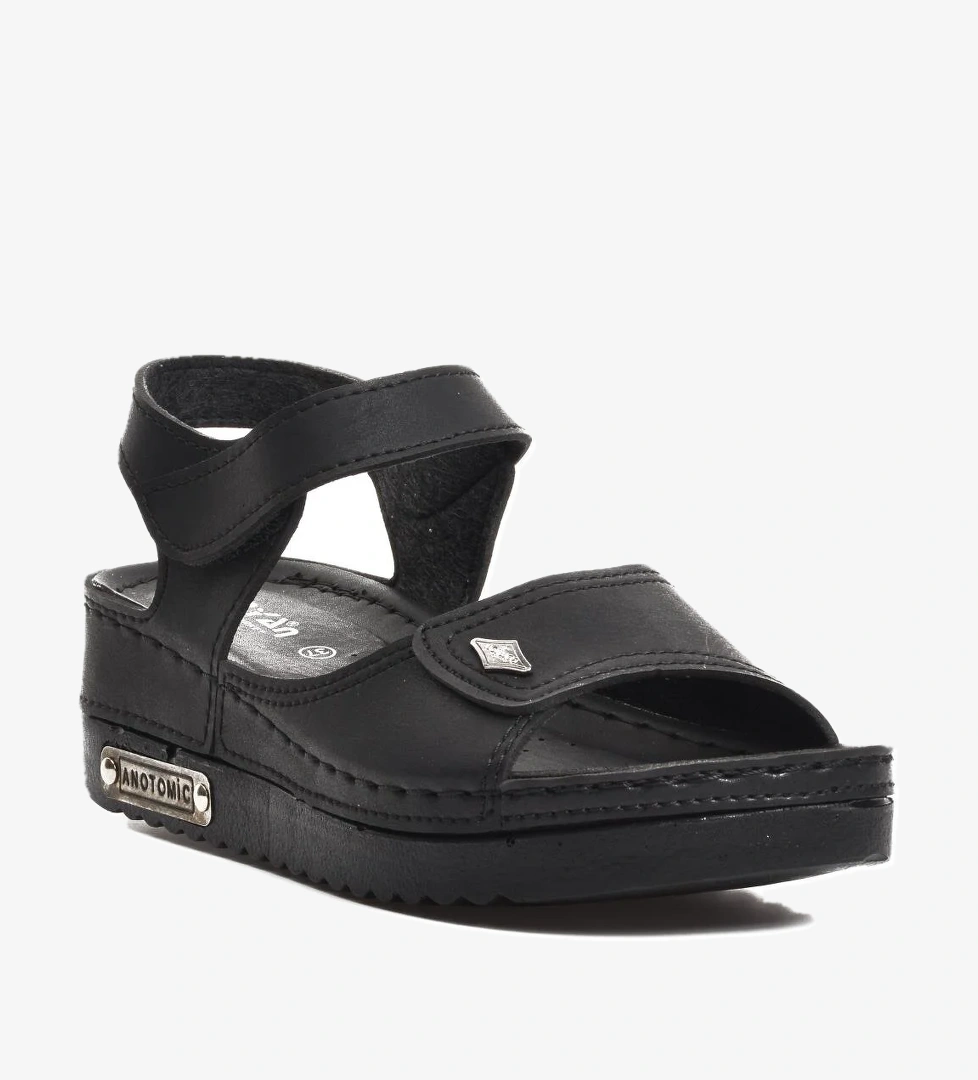 07-109 Rr Siyah Kalın Taban Kadın Anatomik Sandalet