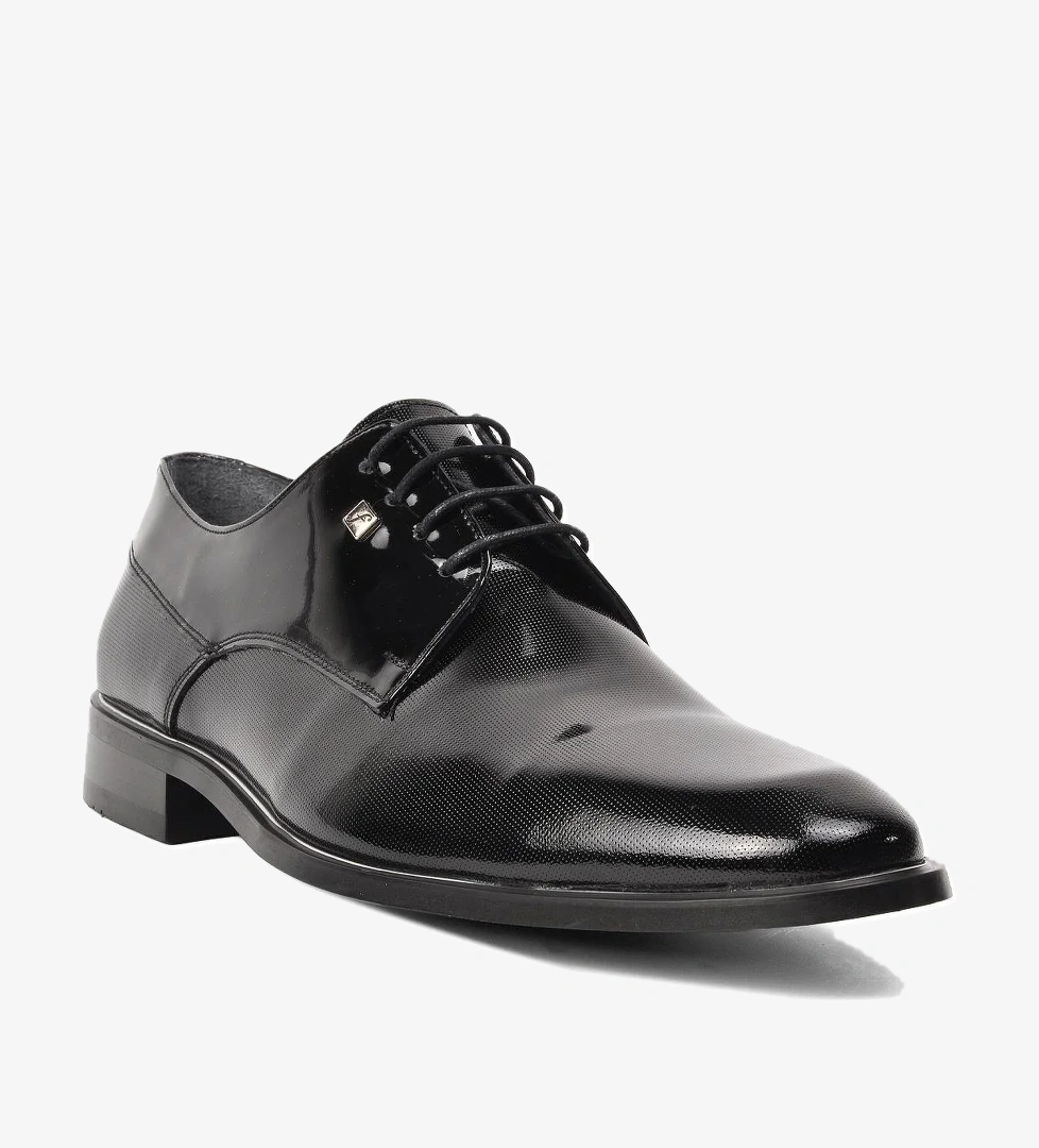 8035 Rugan Siyah Erkek Hakiki Deri Klasik Ayakkabı - Görsel 1