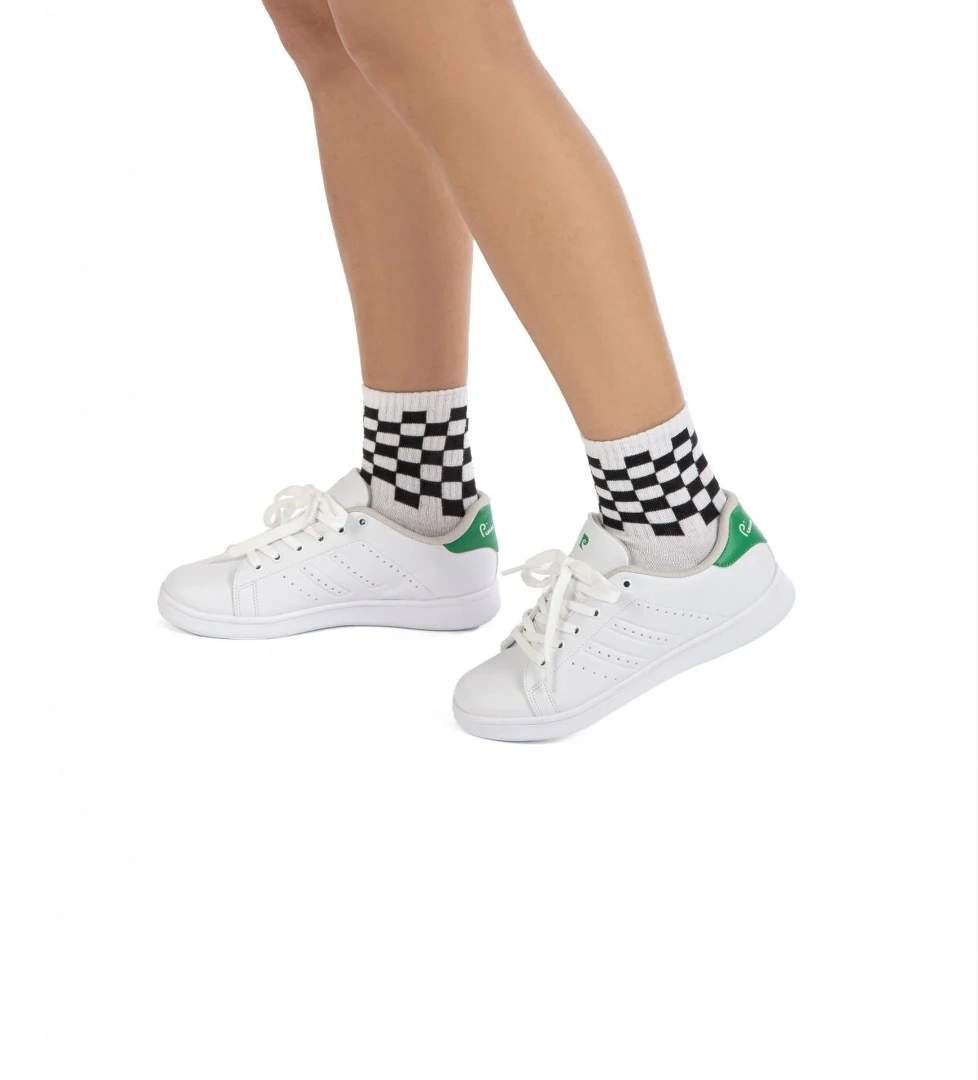 ® | PCS-10144 - 3319 Beyaz Yesil - Kadın Spor Ayakkabı - Görsel 1