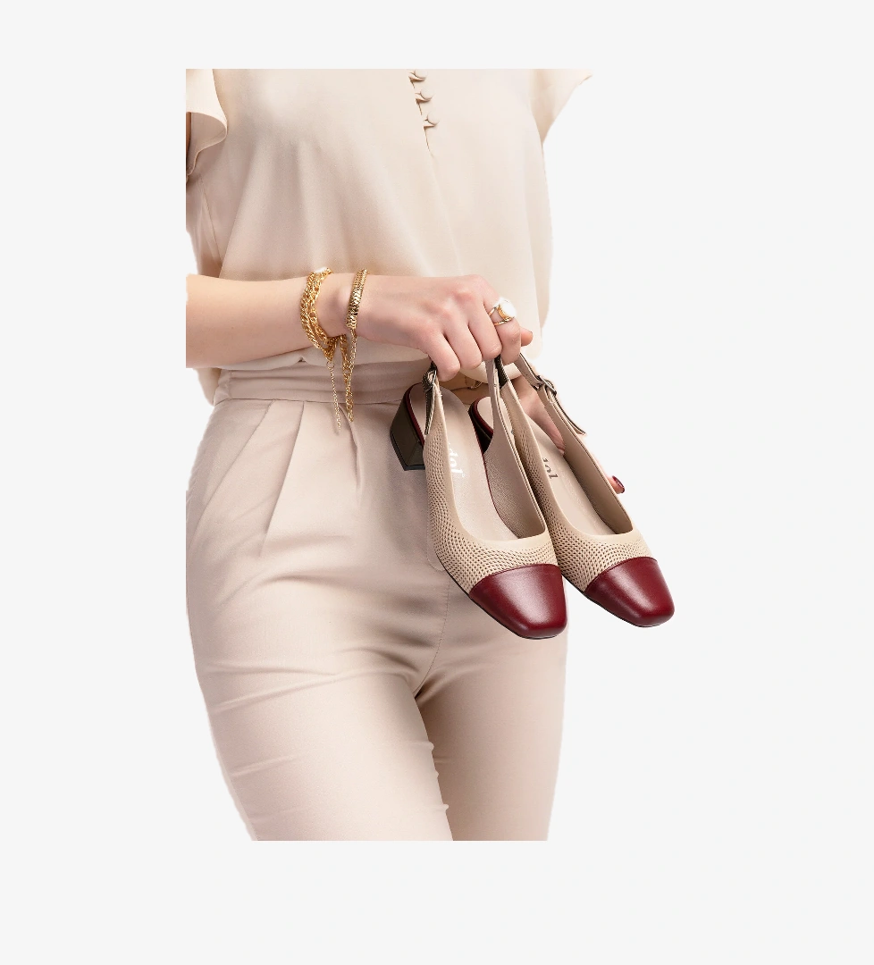 Gondol Hakiki Deri Renkli Kombin Klasik Topuklu Ayakkabı vdt.400