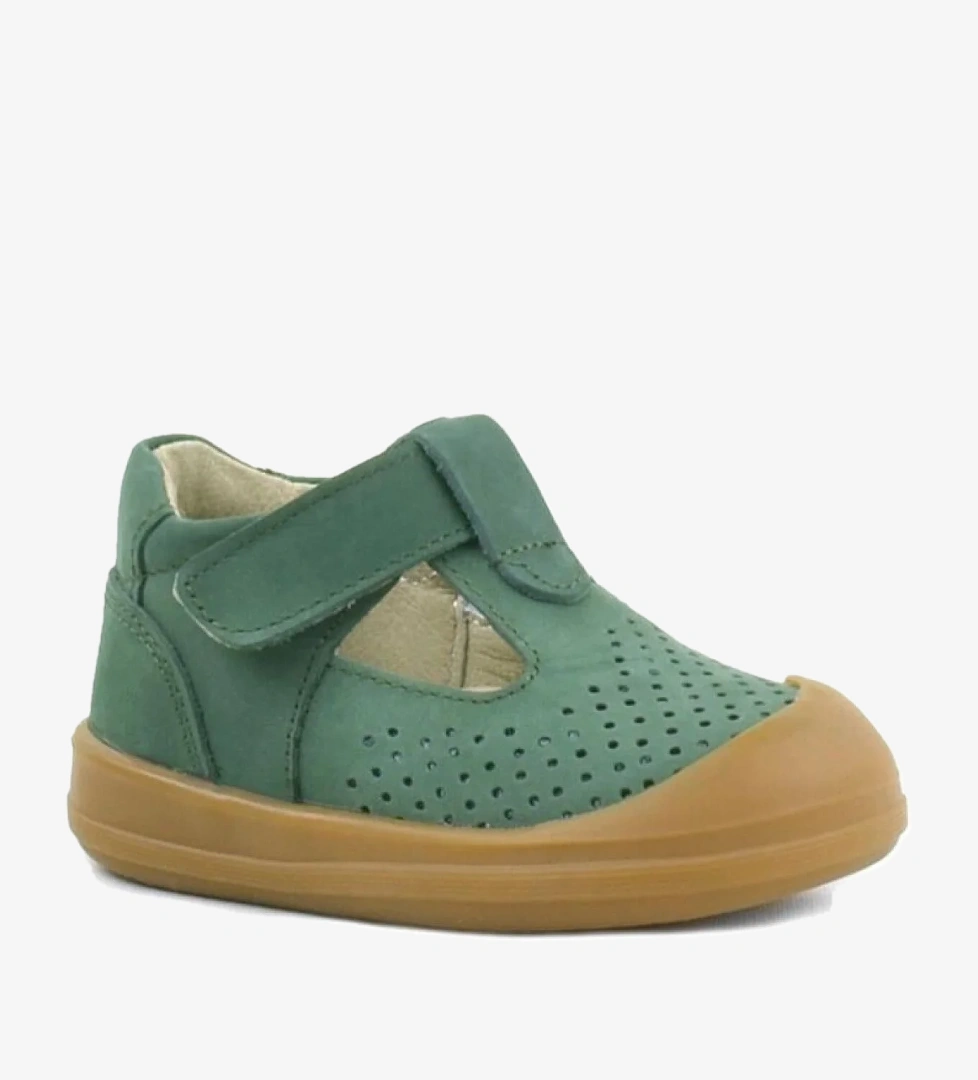 Rakerplus Shaun Hakiki Deri Yeşil Cırtlı Anatomik Bebek Sandalet model görseli