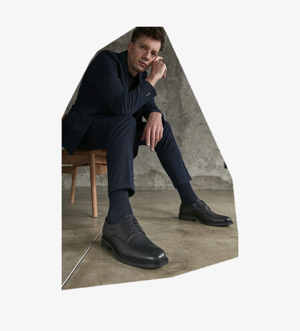 Hakiki Deri Erkek Ayakkabı 141744Z2380 Siyah