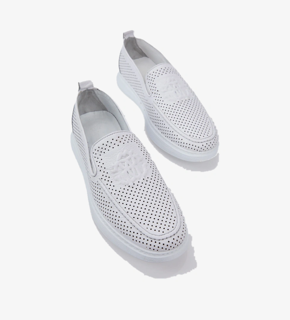 Tonny Black Tonny Black Erkek Beyaz Baskılı Rahat Kalıp Hakiki Deri Loafer Flo'da! Beyaz - 1. görsel