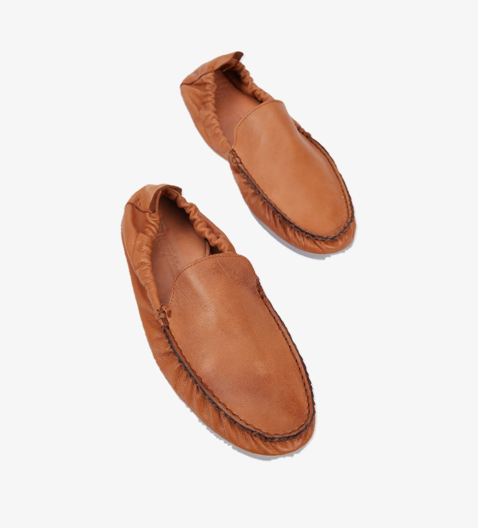 Erkek Taba Arkası Lastikli Rahat Kalıp Hakiki Deri Loafer - Görsel 1