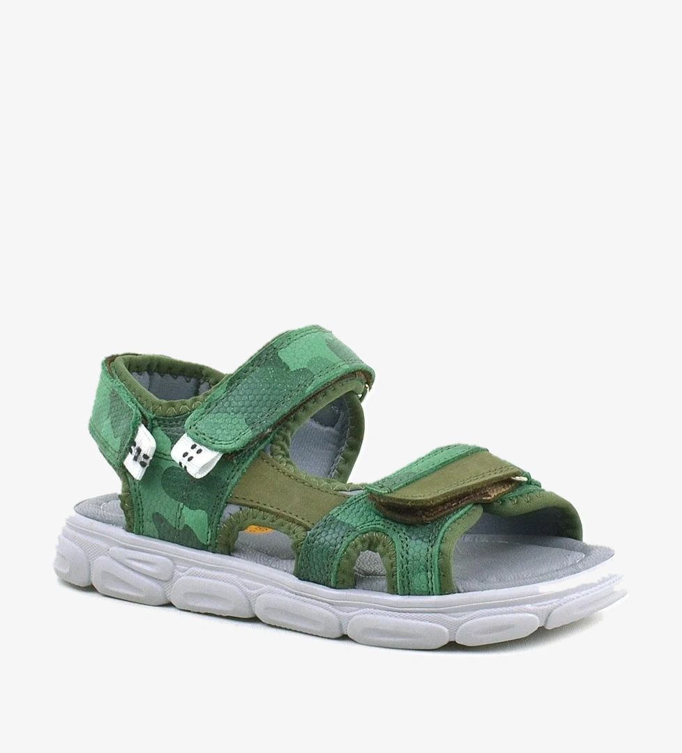 Wisps Hakiki Deri Yeşil Kamuflaj Çocuk Sandalet - Görsel 1