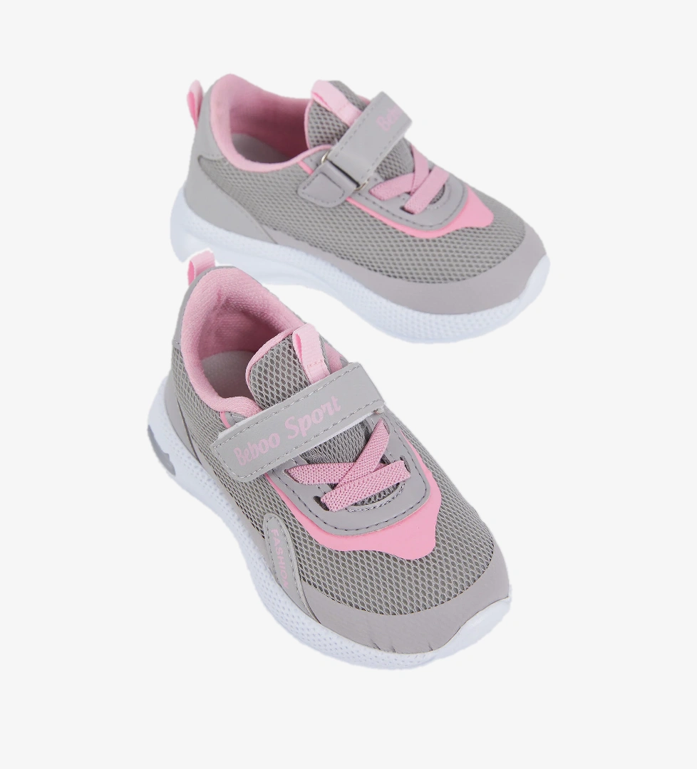 Çocuk Unisex Buz Pembe Nefes Alabilen Kumaş Cırtlı Spor Ayakkabı