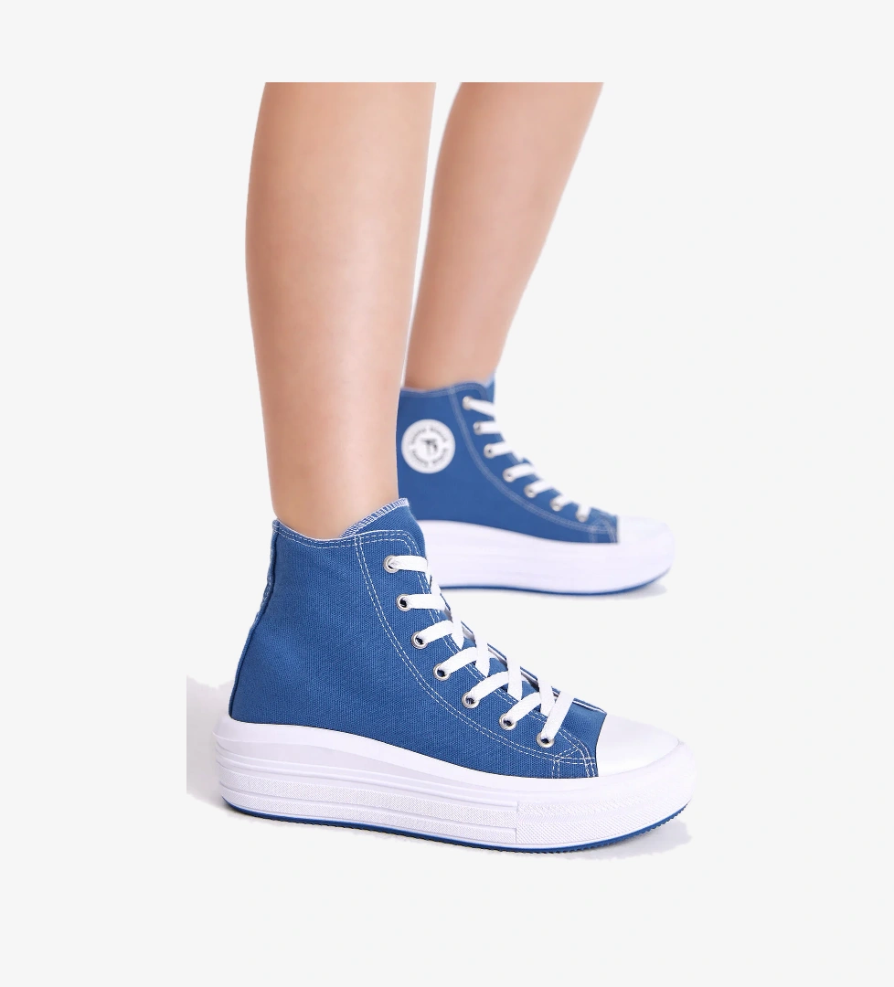 Kadın Lacivert Rahat Kalıp Kalın Tabanlı Uzun Spor Ayakkabı