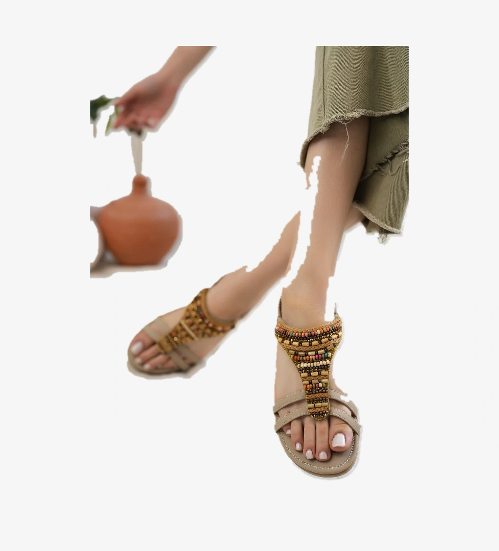 Rosa Anatomik Fashion Taşlı Günlük Kadın Sandalet