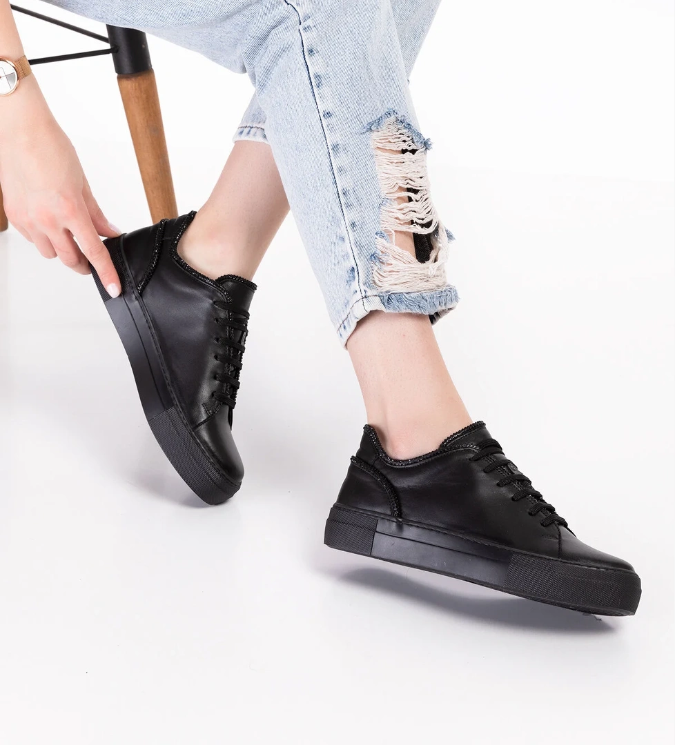 Gondol Hakiki Deri Taş Detay Anatomik Taban Spor Ayakkabı Als.1358