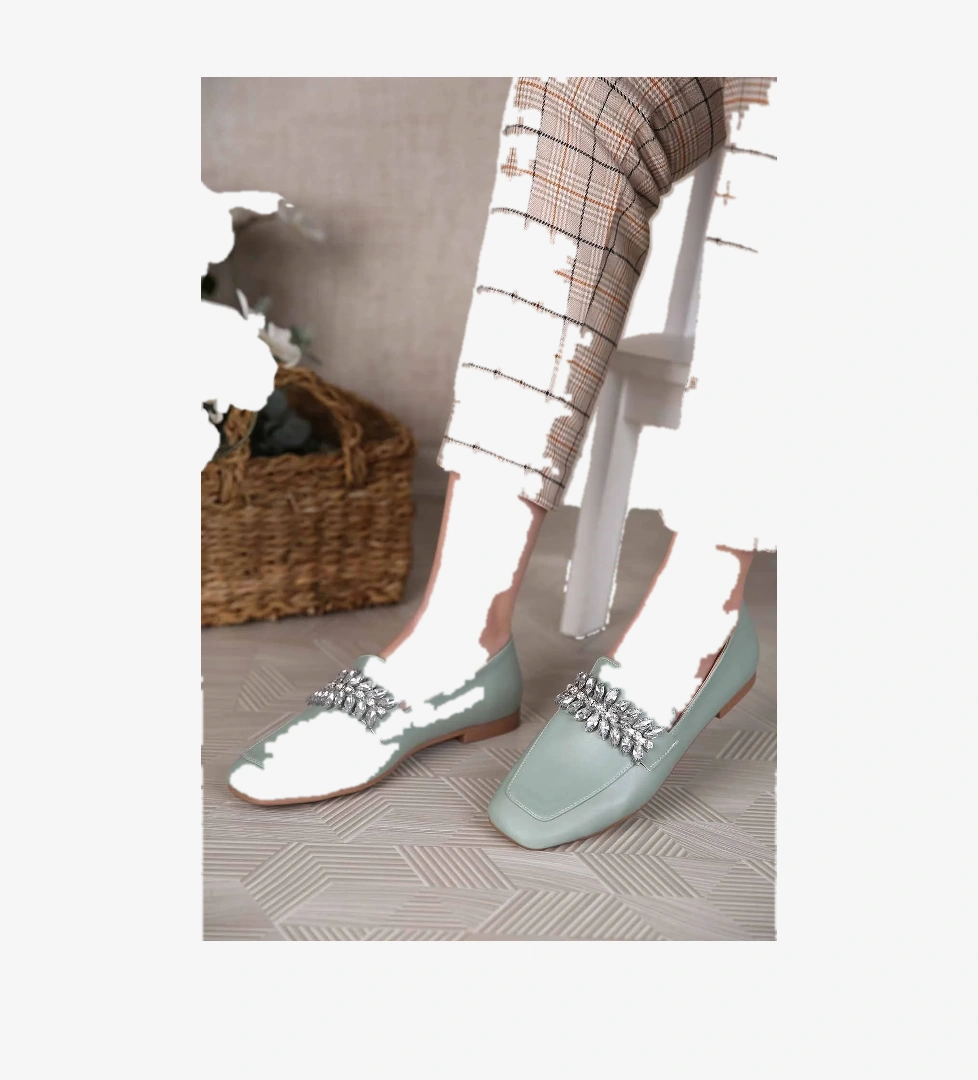 Kadın Taşlı Babet MİNT CİLT