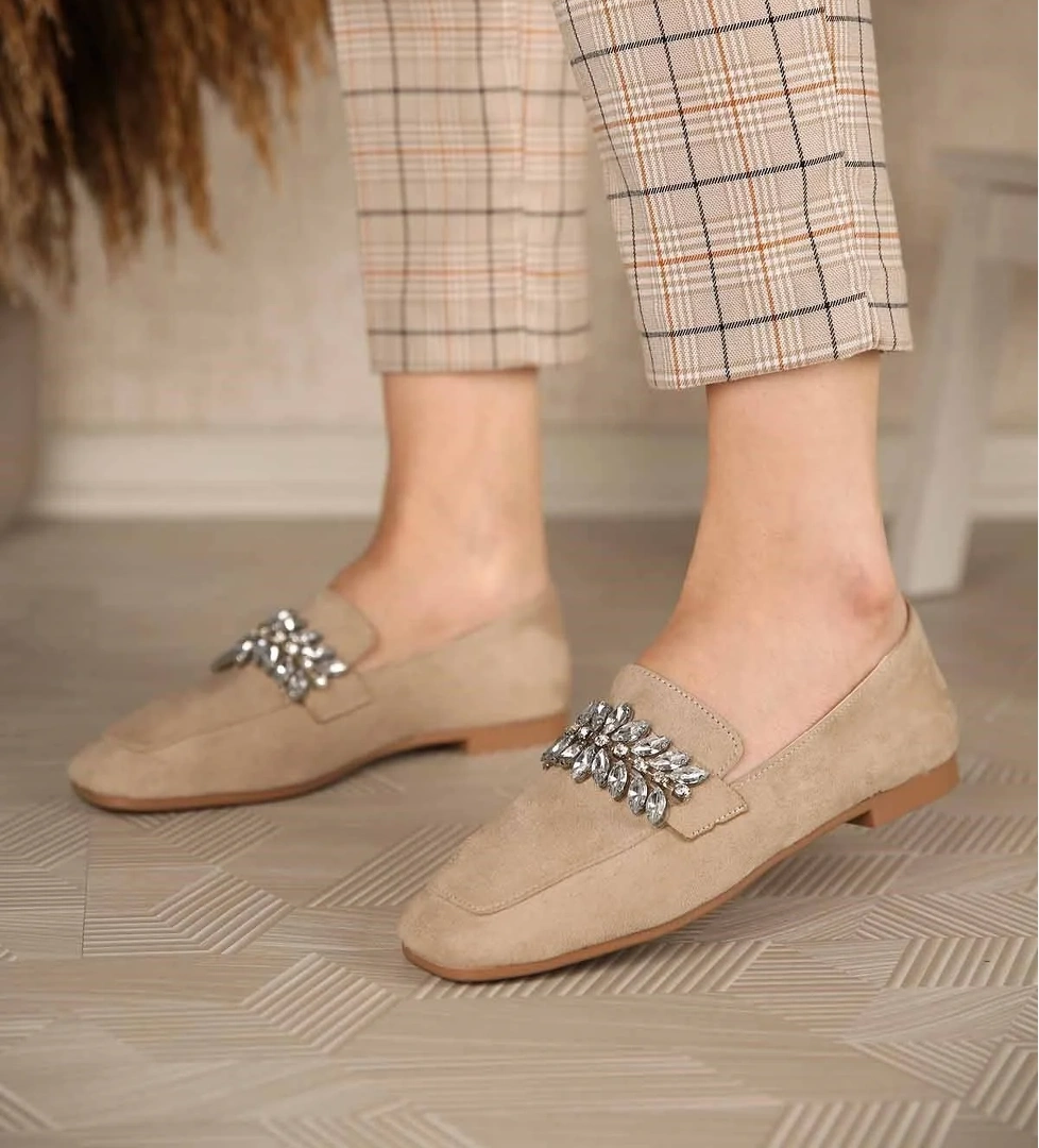 Kadın Taşlı Babet TEN SÜET - Görsel 1