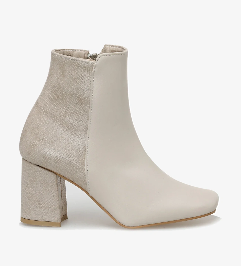 ARUN 2PR Bej Kadın Topuklu Bot - Görsel 1