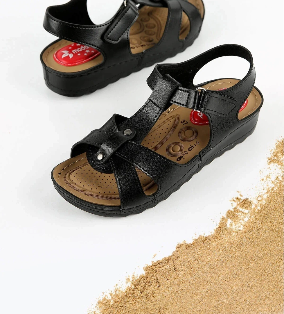 Kadın Çapraz Cırtlı Sandalet SİYAH