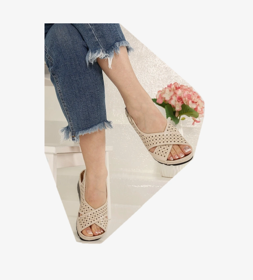 Kadın Çapraz Bantlı Jelli Sandalet BEJ