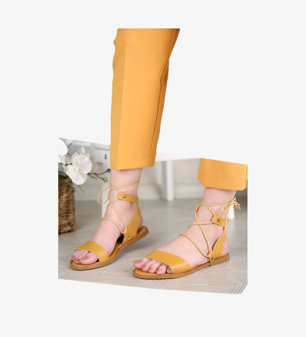 Kadın Bağlamalı Sandalet HARDAL CİLT