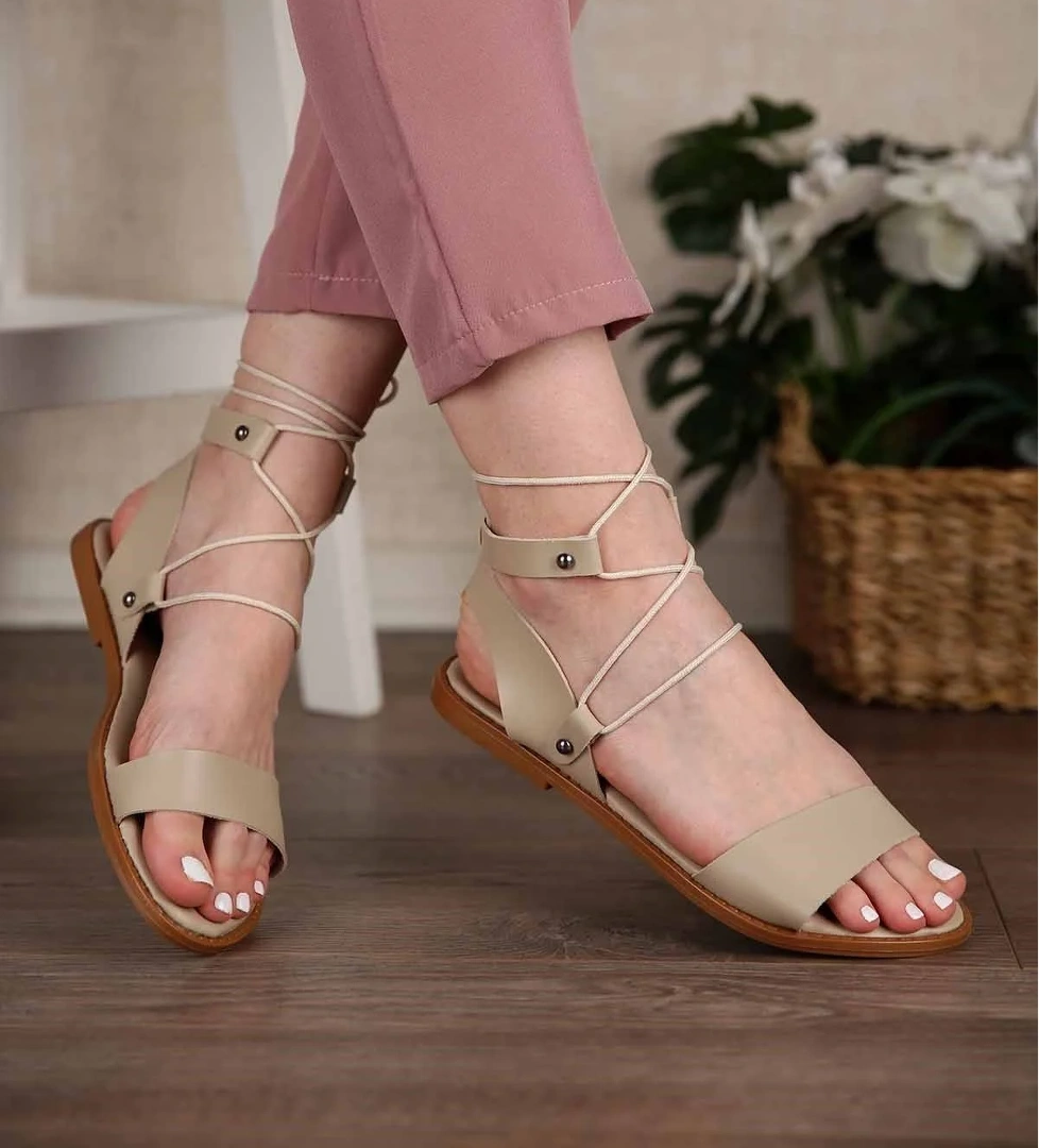Kadın Bağlamalı Sandalet VİZON CİLT