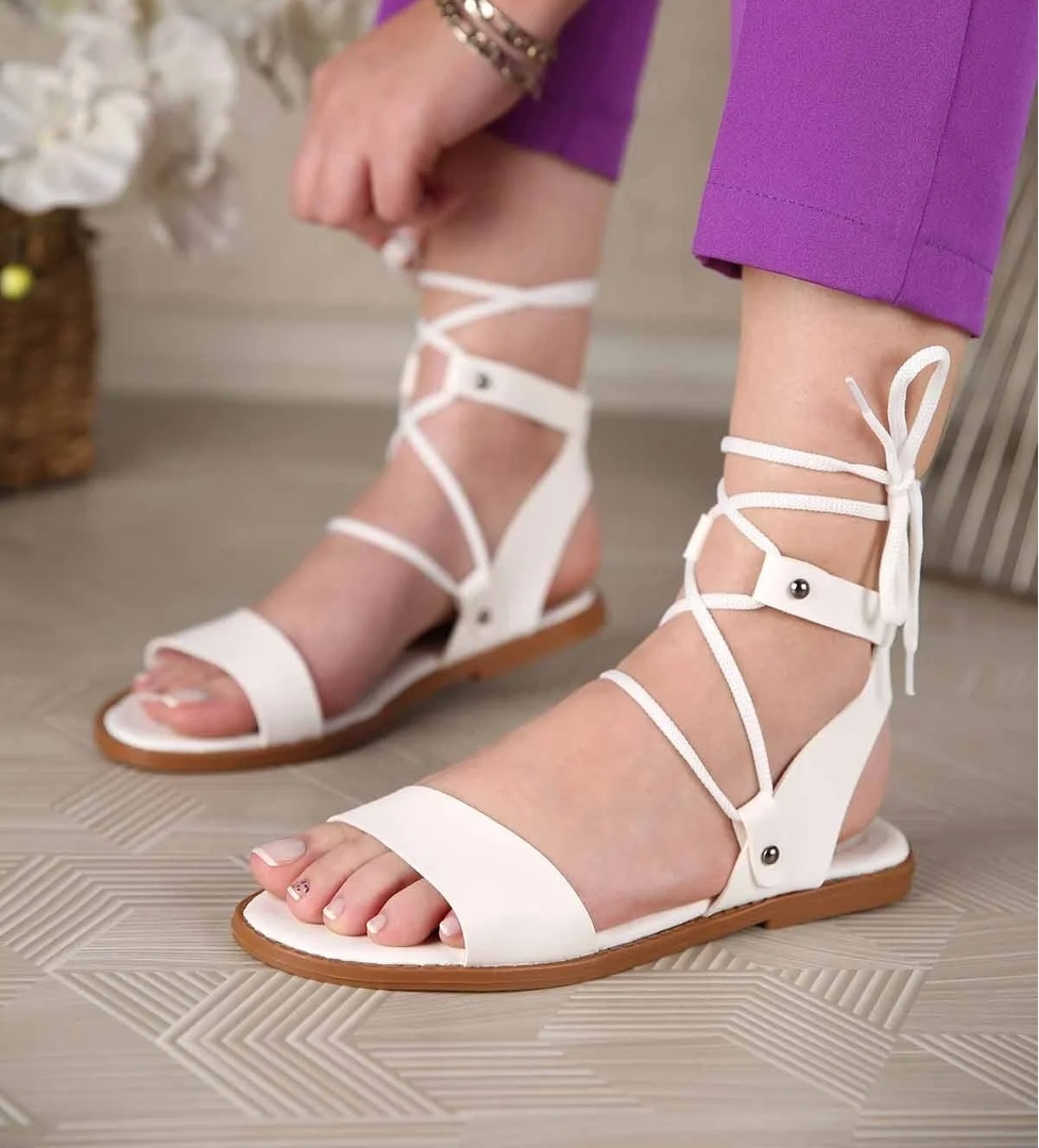 Kadın Bağlamalı Sandalet BEYAZ