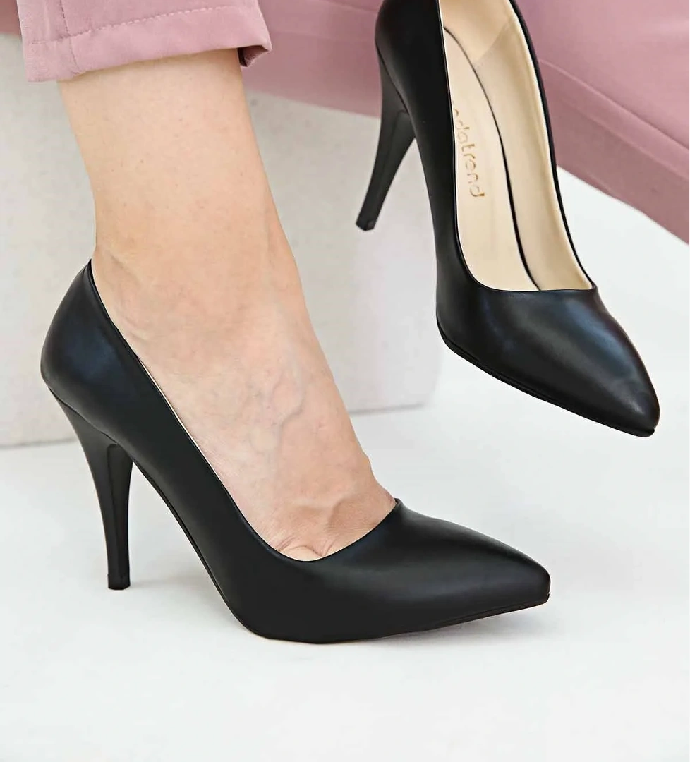 Kadın Sivri Burunlu Stiletto SİYAH CİLT - Görsel 1