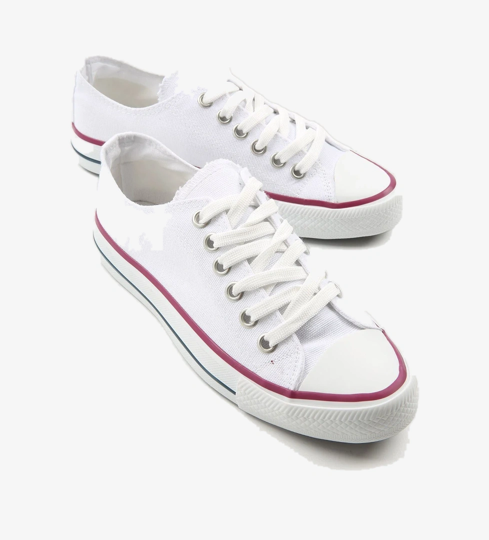 Kadın Keten Spor Ayakkabı BEYAZ