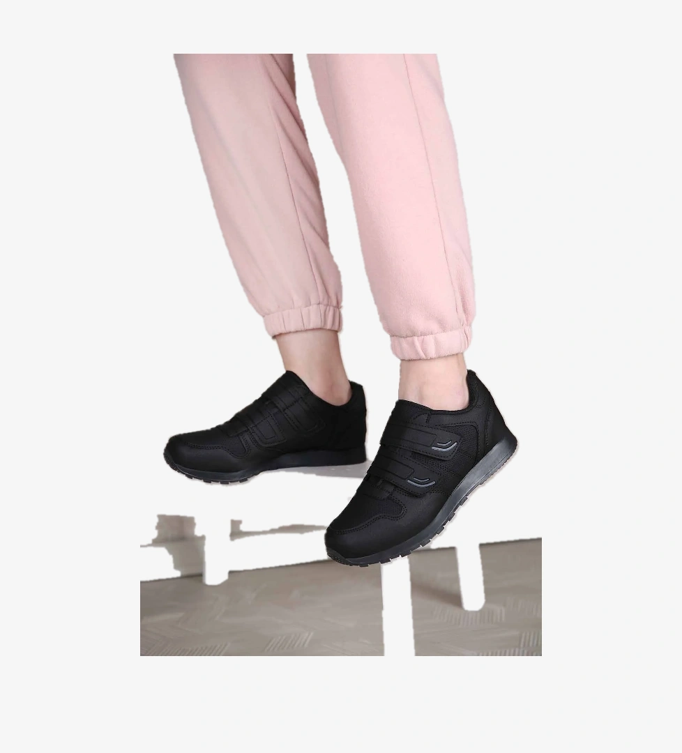 Kadın Çift Cırtlı Spor Ayakkabı SİYAH SİYAH FÜME