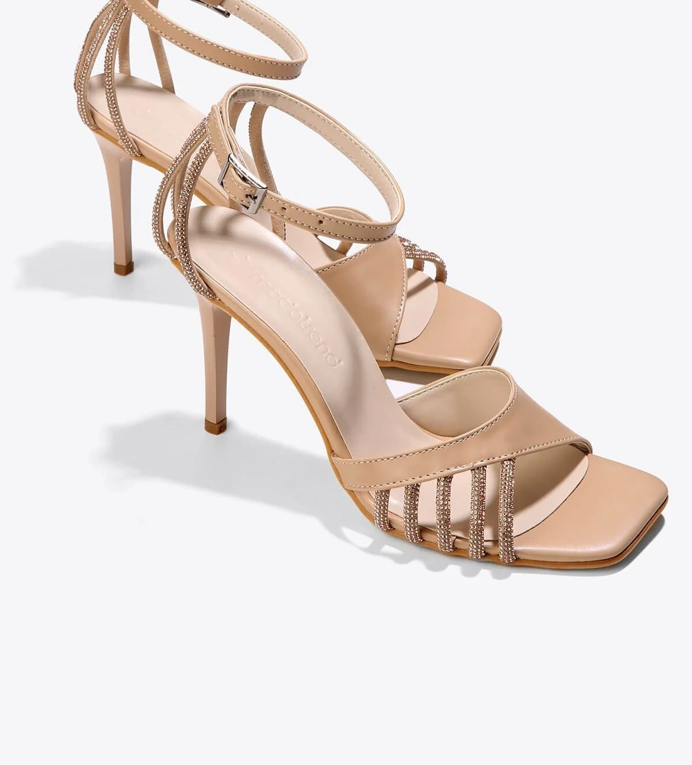 Kadın Taşlı Topuklu Sandalet TEN CİLT