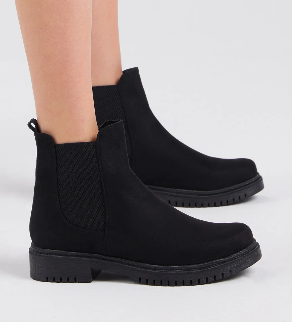 Kadın Siyah Süet Lastikli Rahat Kalıp Bot