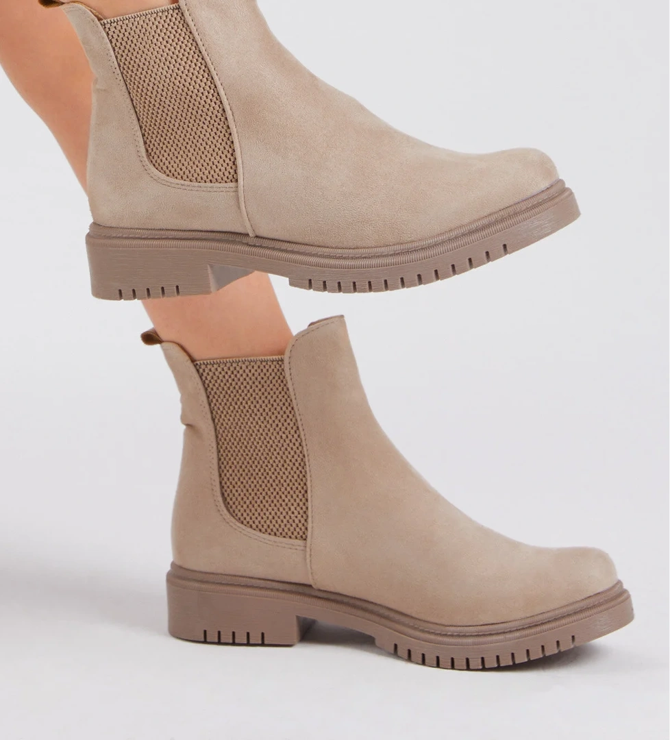 Tonny Black Kadın Krem Süet Lastikli Rahat Kalıp Bot