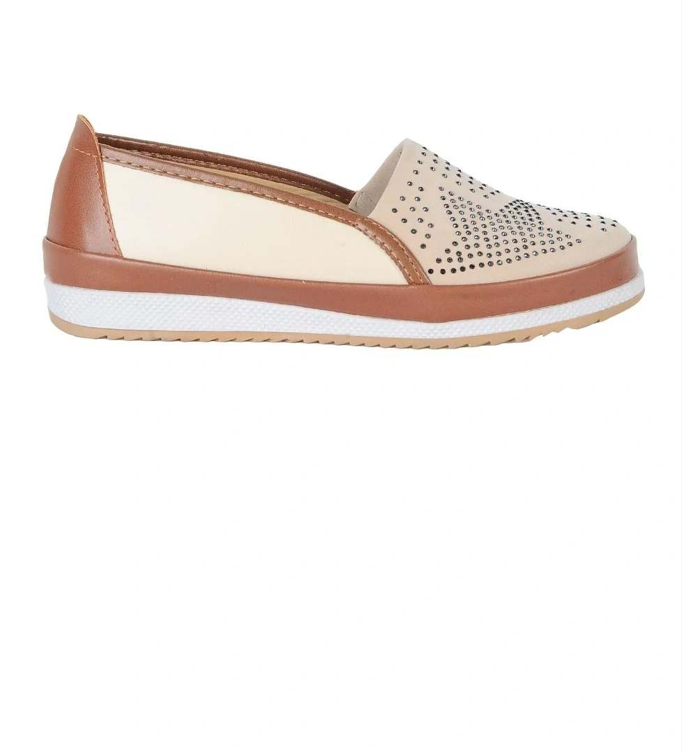 Ayakcenter 22-866 Krem Kadın Düz Babet Ayakkabı model görseli