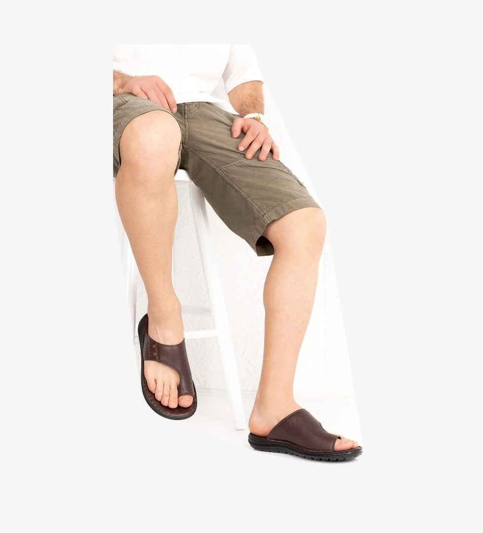 Gondol Erkek Hakiki Deri Parmak Arası Terlik kml.216 - Görsel 1