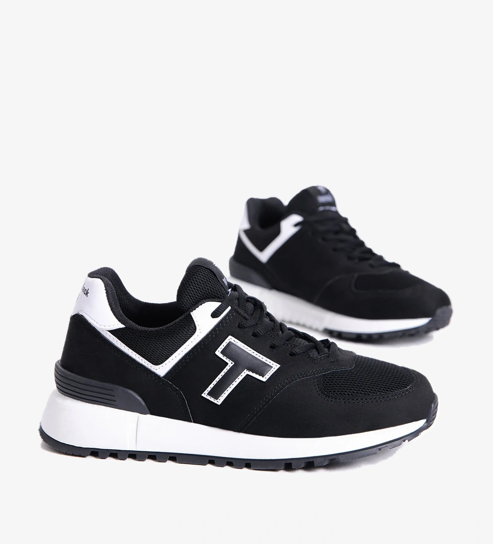 Unisex Siyah Beyaz Kaymaz Eva Taban Bağcıklı Spor Ayakkabı - Görsel 1