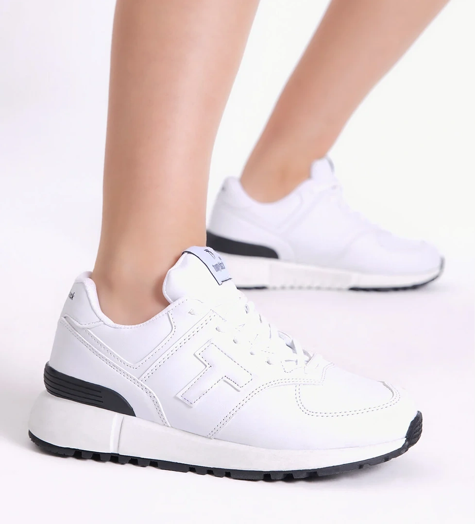 Unisex Beyaz Kaymaz Eva Taban Bağcıklı Spor Ayakkabı