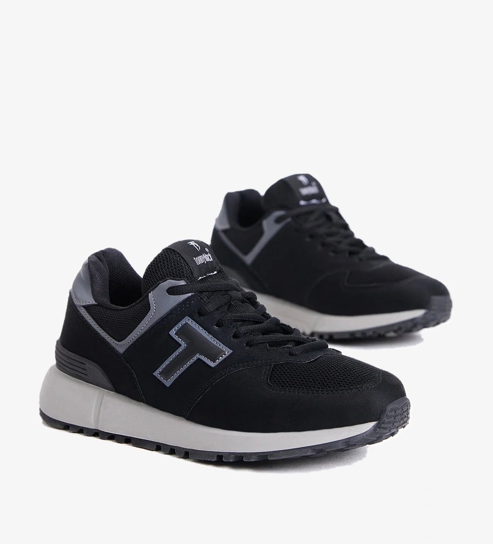 Unisex Siyah Kaymaz Eva Taban Bağcıklı Spor Ayakkabı