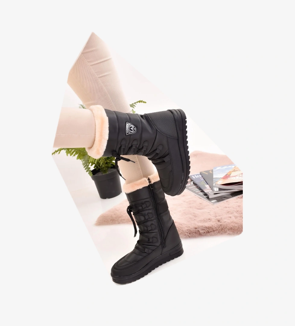 ModaOnn Kadın Kar Botu Termal Yünlü Kar Çizmesi Kaymaz Taban