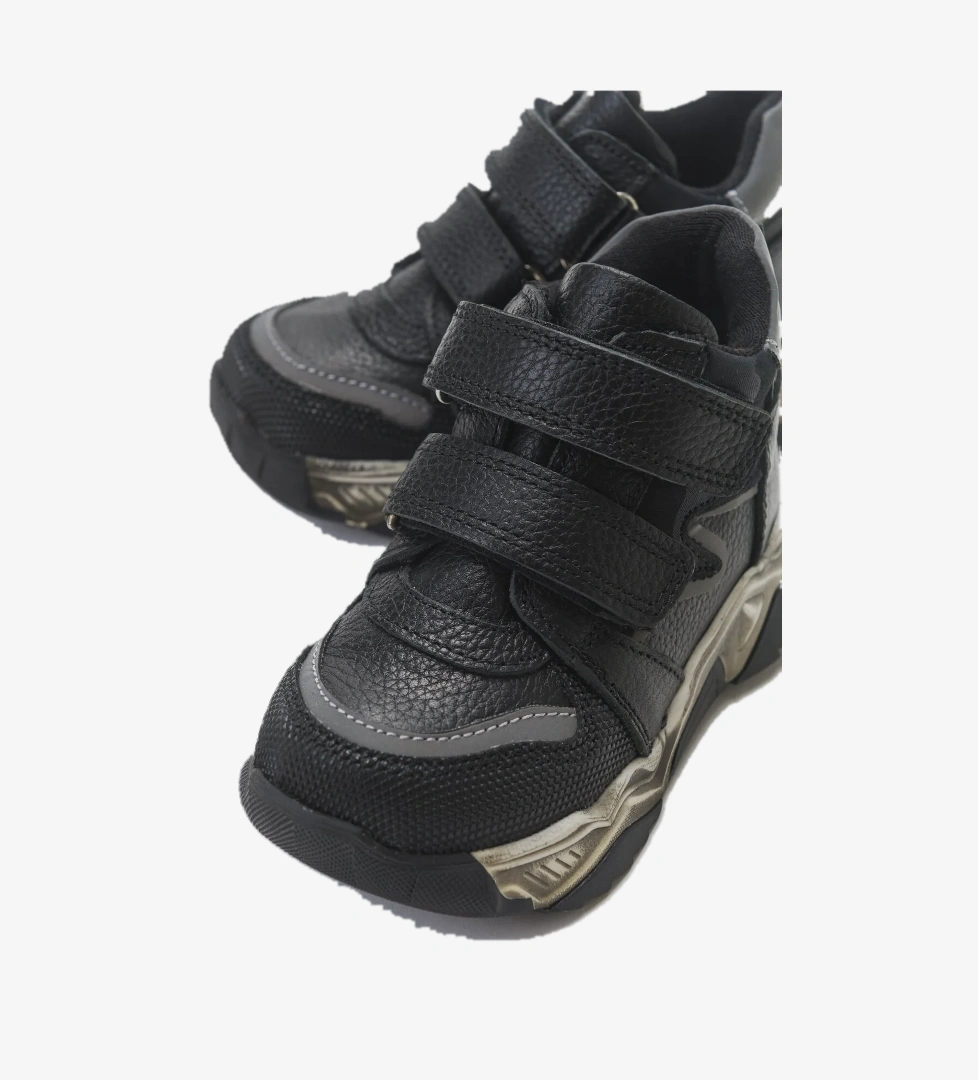 Erkek Çocuk Siyah Hakiki Deri Çocuk Bot