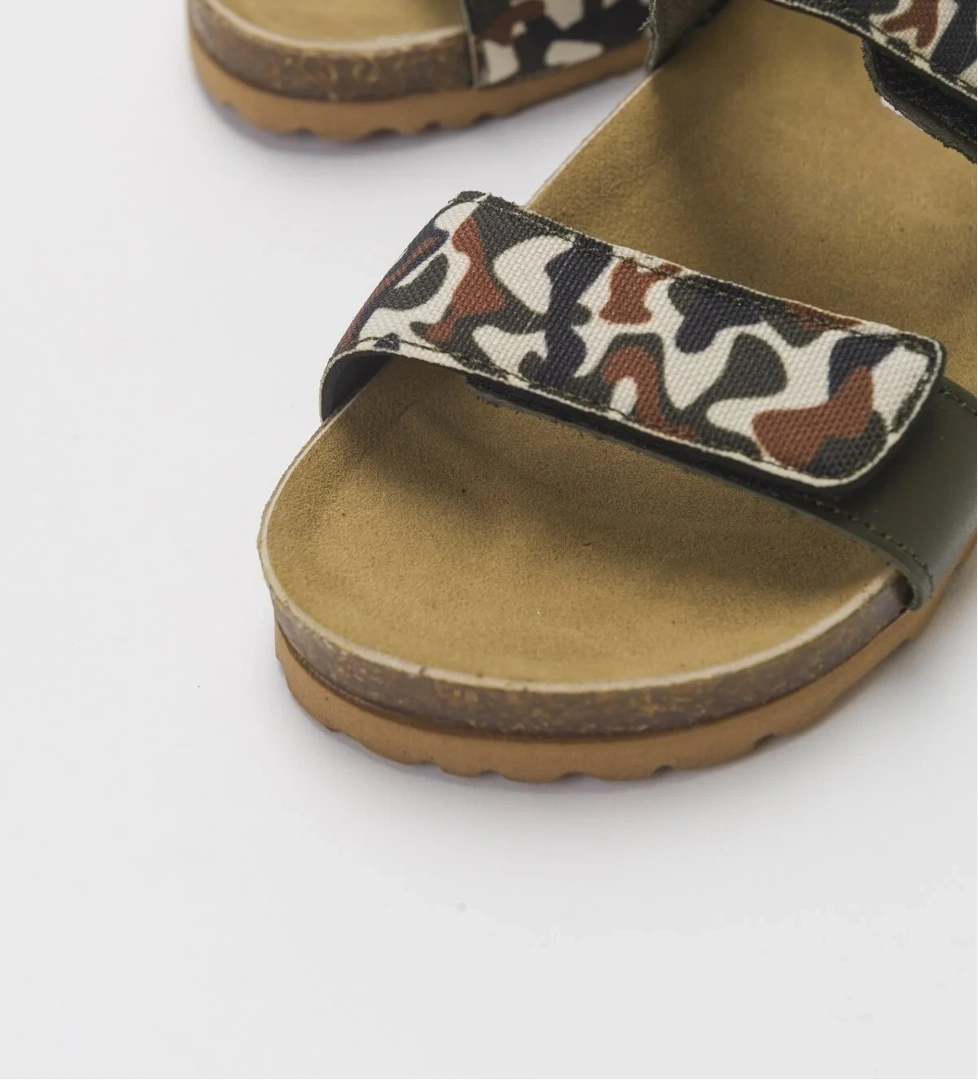 Erkek Çocuk Haki Deri Ortopedik Destekli Çocuk Sandalet