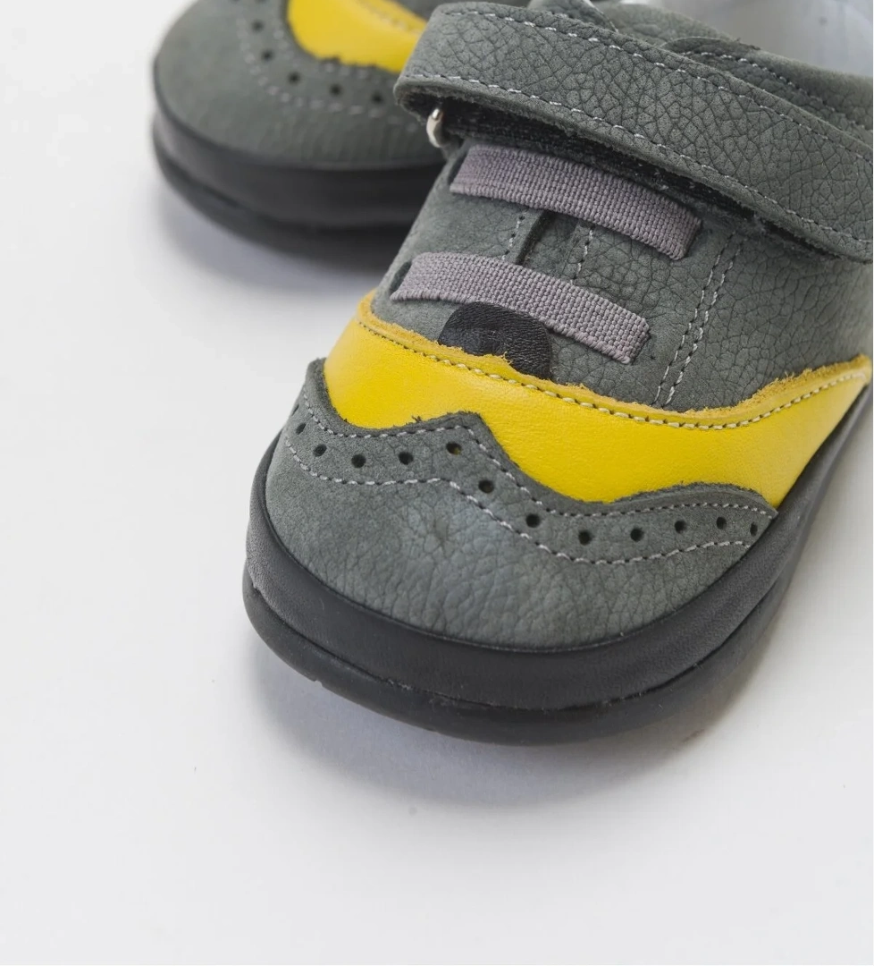 Erkek Çocuk Gri Hakiki Deri İlk Adım Günlük Ayakkabı