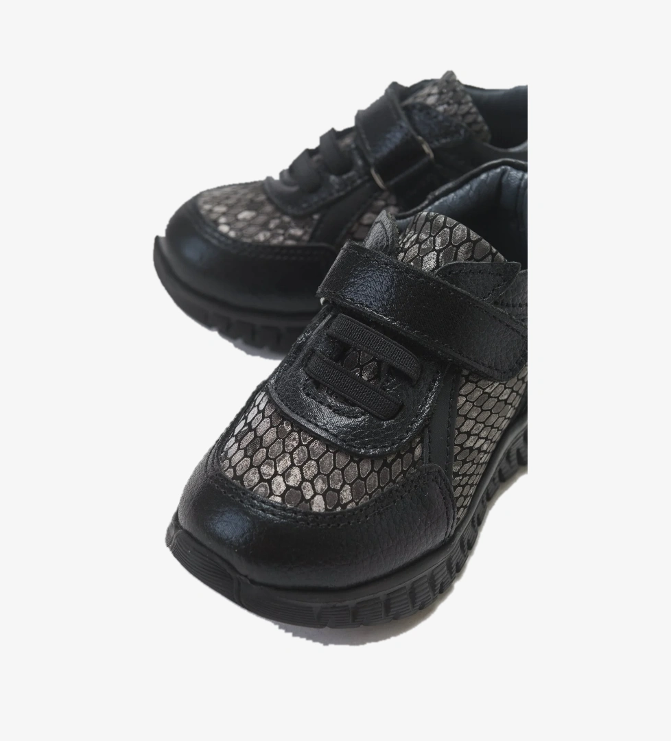 Kız Çocuk Siyah Hakiki Deri Günlük Çocuk Ayakkabı