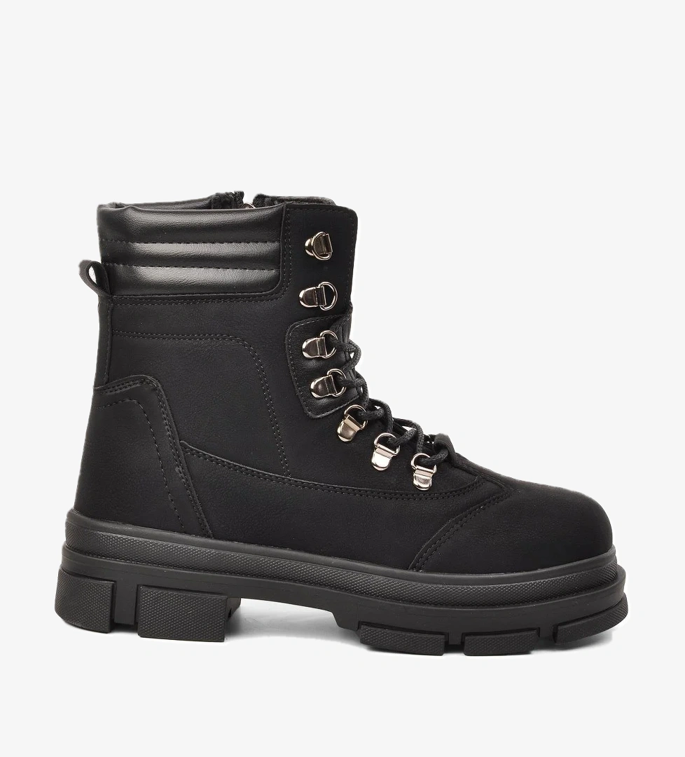 Sumi Siyah-Zümrüt İçi Kürklü Fermuarlı Kadın Bot - Görsel 1