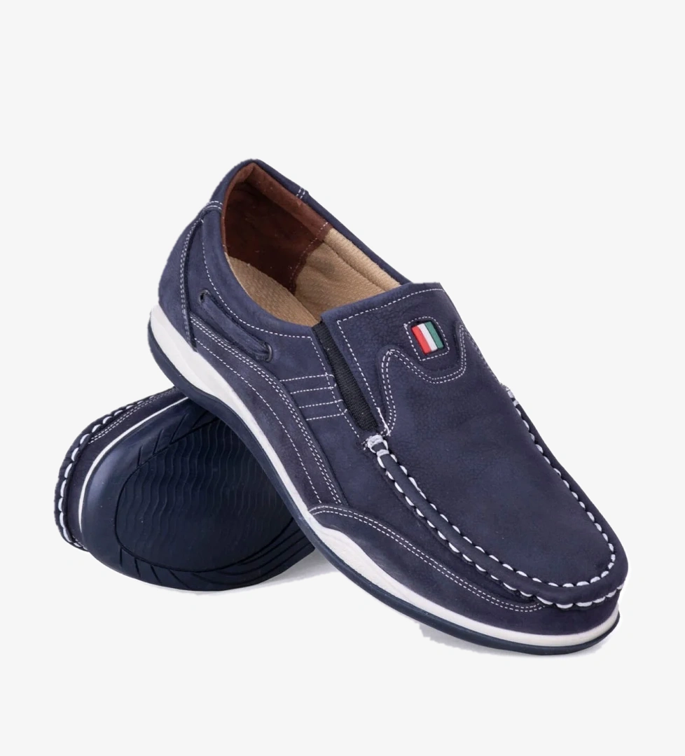 Tems Hakiki Deri Yazlık Erkek Ayakkabı Lacivert