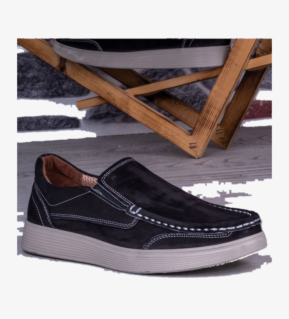 Ayakkabix Tems Hakiki Deri Yazlık Erkek Ayakkabı Siyah-beyaz