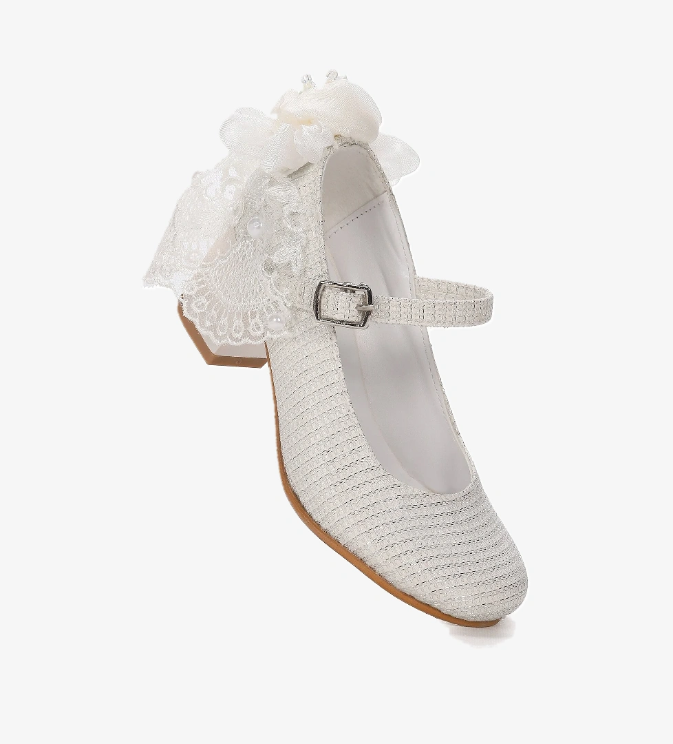 Cara Çupra Günlük Kız Çocuk 4 Cm Topuklu Abiye Ayakkabı Sedef