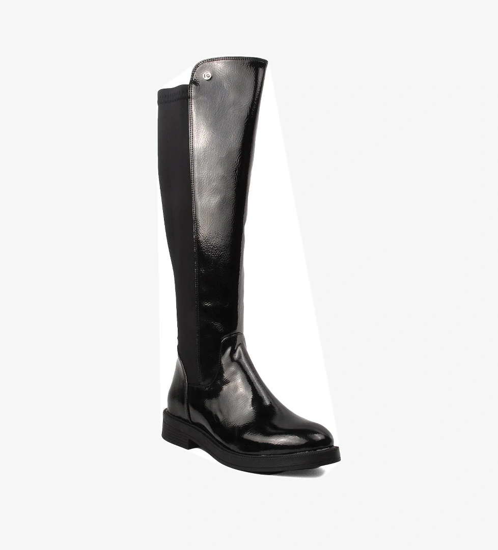 Pc-52066 Siyah Kırışık İçi Polarlı Kadın Çizme