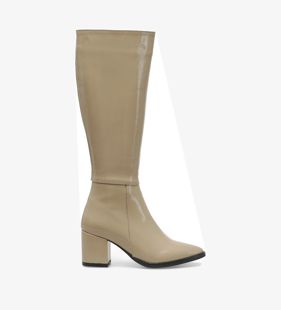 MAYA 2PR Bej Kadın Topuklu Çizme - Görsel 1