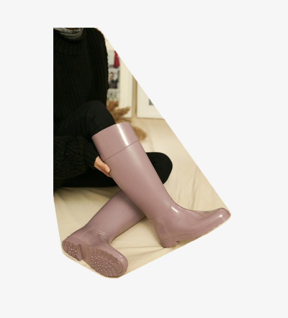 Ccway Kadın Uzun Yağmur Çizmesi Somon Si̇yah model görseli