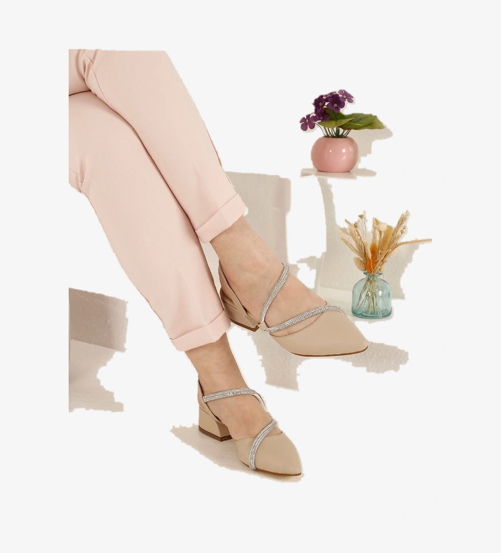 Kadın Taşlı Günlük Topuklu Ayakkabı TEN CİLT