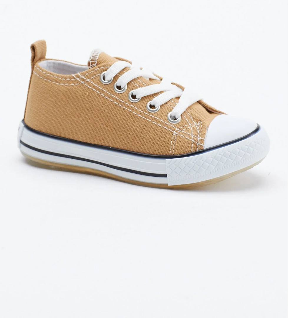 Çocuk Unisex Camel Rahat Kalıp Işıklı Bağcıklı Spor Ayakkabı - Görsel 1