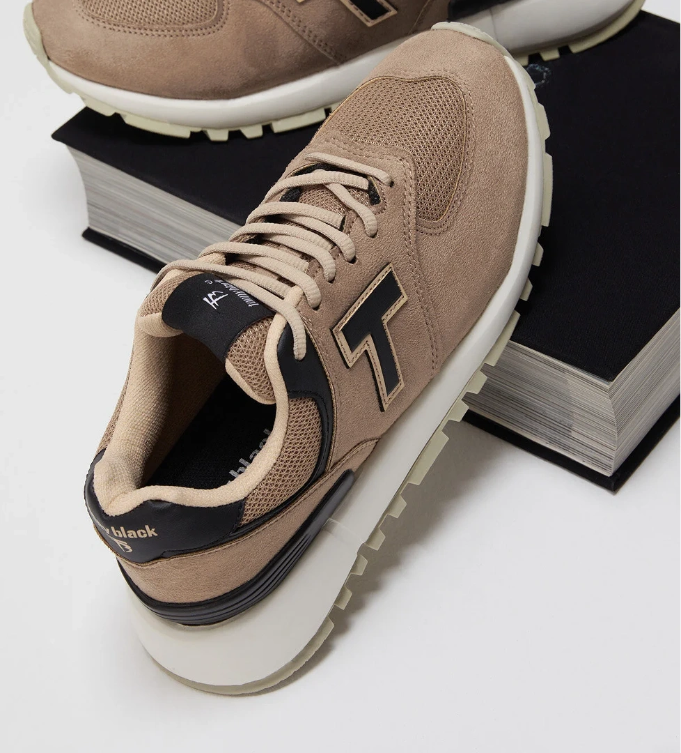 Unisex Bej Kaymaz Eva Taban Bağcıklı Spor Ayakkabı - Görsel 1