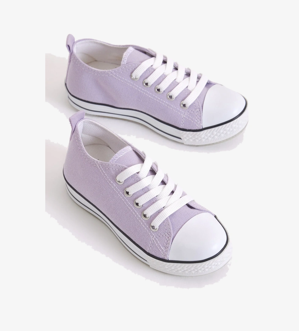 Çocuk Unisex Lila Rahat Kalıp Işıklı Bağcıklı Spor Ayakkabı - Görsel 1